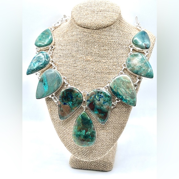 Blue Green Chrysocolla “The Teaching Stone” Necklace 18”-19” Adjustable - Picture 3 of 12